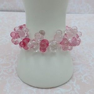 WDW Disney Parks Pink Acrylic Mickey Mouse Head Ears Icon Stretch Bracelet
